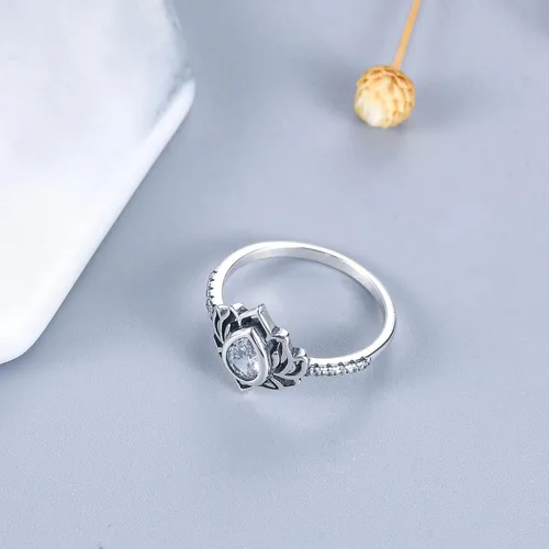 Miniatura 6 de LOVECOM Anillo de loto para mujeres, adolescentes y niñas, plata de ley 925, anillos de promesa de flor de loto, circonita cúbica, anillo inspirador