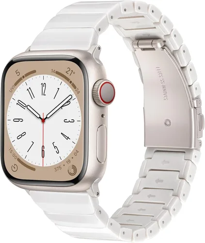Miniatura 26 de V.R.HOPE Correa de Resina para Reloj Compatible con Apple Watch para Mujeres 38mm 40mm 41mm 42mm Oro Rosa Ligero Pulsera de Pulsera para iWatch Beige