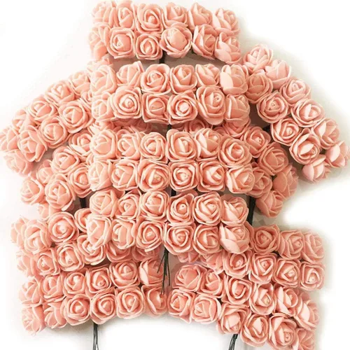 Rosas artificiales de espuma para manualidades, 144 unidades, 0.8 in, mini coronas, ramo de flores artificiales, flores de rosas multicolores,