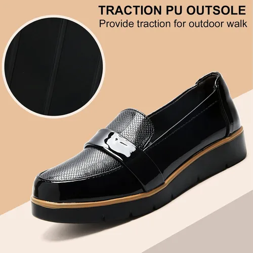 Miniatura 5 de UZB Mocasines sin cordones para mujer, cómodos zapatos de vestir de espuma viscoelástica