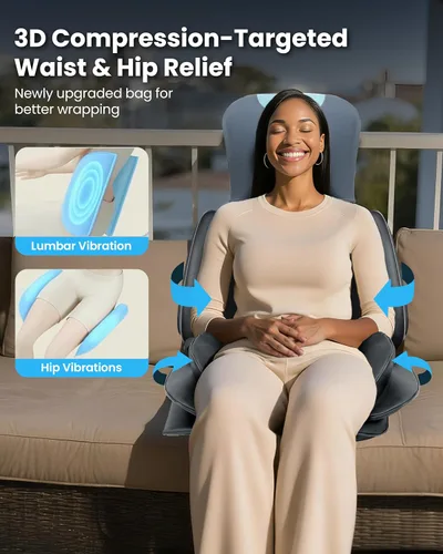 Miniatura 12 de COMFIER Shiatsu Masajeador de cuello y espalda con calor, cobertura completa de espalda, almohadilla para silla de masaje con amasado 4D y nodos
