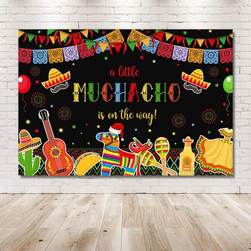 Miniatura 6 de MEHOFOND Fiesta Boy - Telón de fondo para baby shower, mexicano, A Little Muchacho está en camino, cactus Cinco Mayo, fondo de taco, feliz