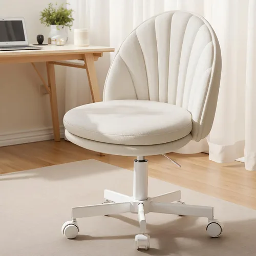 Miniatura 16 de GTPLAYER Silla de oficina alta de terciopelo con ruedas, sillas de tocador con respaldo, altura versátil: taburetes de oficina a bar, silla