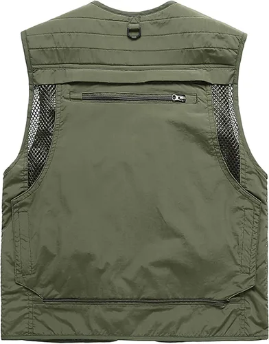 Miniatura 2 de Flygo Chaleco Chaqueta de Carga para Hombre Casual Ligero para Exteriores Pesca Trabajo Safari Viaje Foto con Múltiples Bolsillos
