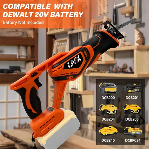 Miniatura 4 de Sierra recíproca inalámbrica para batería DEWALT 20V MAX, sierra eléctrica sin escobillas con 4 hojas, velocidad variable 0-2800 SPM, cambio de hoja