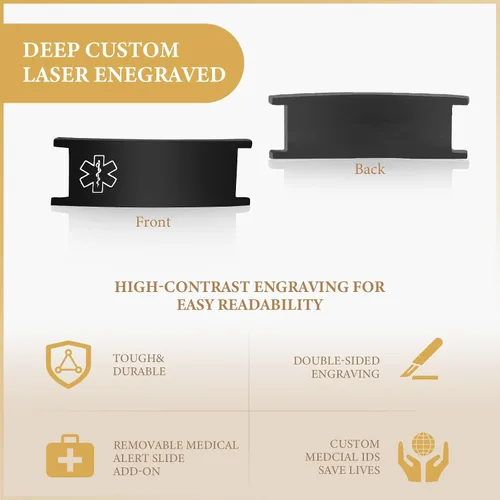Miniatura 60 de VNOX Pulsera de identificación de alerta médica para hombres y mujeres, pulseras de alerta médica con grabado personalizado para mujeres y hombres
