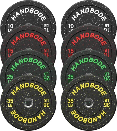Miniatura 19 de HANDBODE Juego de discos de peso de 2 pulgadas de alto rebote, juego de discos olímpicos de 45/100/160/190/260/300 libras, juego de discos
