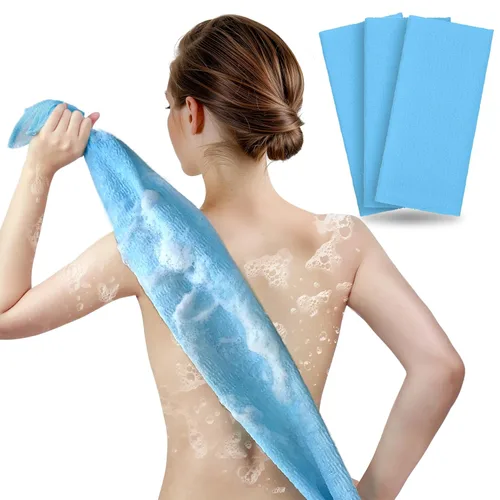 ARCH&M Toalla corporal exfoliante (paquete de 3) para una piel brillante y suave como la seda, toalla de belleza japonesa para exfoliación profunda
