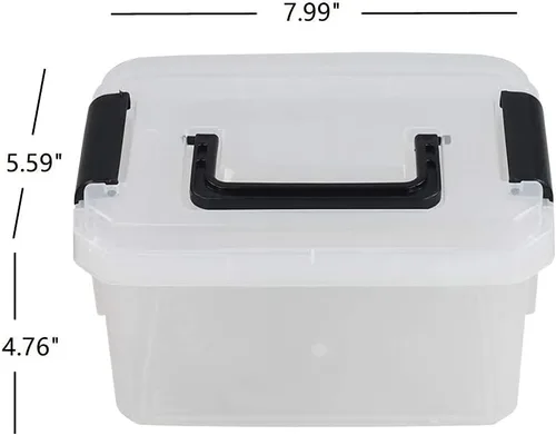 Miniatura 3 de Cajas de almacenamiento de plástico, paquete de 4 cubos pequeños transparentes con tapas