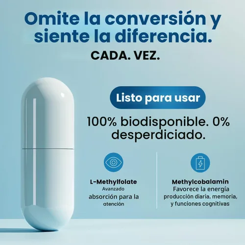 Miniatura 3 de Complejo B metilado con metilfolato y B12 metilcobalamina 1000 mcg - Multivitamínico metilado para energía, función cerebral y bienestar - Complejo