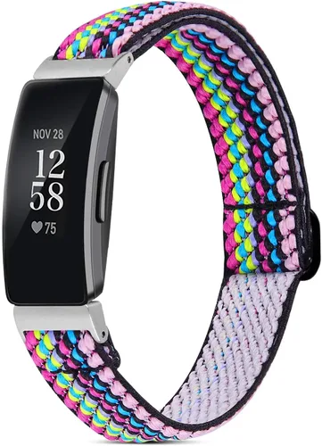 Miniatura 9 de Bandas elásticas compatibles con Fitbit Inspire 2 / Inspire HR/Inspire, correa de nailon elástico suave ajustable Solo Loop Correa de repuesto