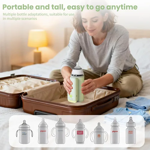 Miniatura 4 de Calentador de botellas aislado portátil, calentador de bebé sin agua, 6000 mAh y control de temperatura de 6 niveles, con una pequeña luz de altura