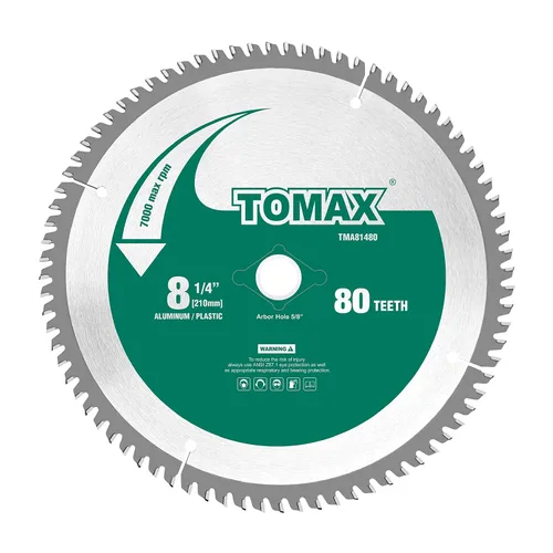 Miniatura 4 de TOMAX - Hoja de sierra de 6-1/2 pulgadas, 60 dientes, TCG, de aluminio delgado y metal no ferroso, con eje DMK de 5/8 pulgadas