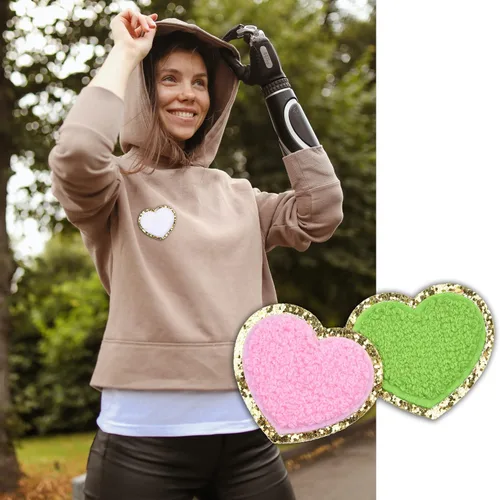 Miniatura 8 de Kare & Kind Parches bordados de chenilla con forma de corazón para planchar para ropa, camisas, uniformes, vestidos, chaquetas, bolsos, sombreros