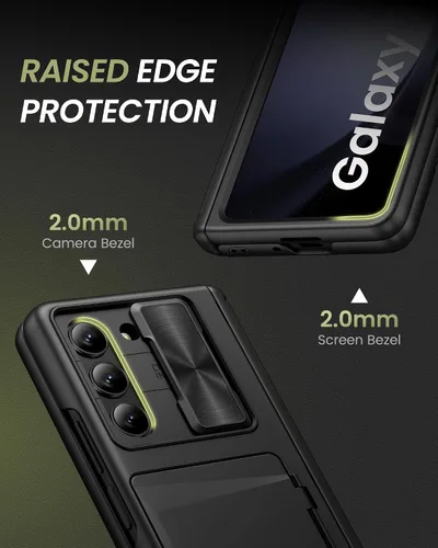 Miniatura 7 de Funda para Samsung Galaxy Z Fold 5 con tarjetero y cubierta para cámara deslizante, protector de pantalla integrado y protección de bisagra, funda