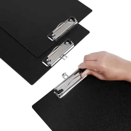 Miniatura 2 de Portapapeles color negro, paquete de 10 portapapeles tamaño carta A4 con clip de metal de perfil bajo y agujero para colgar para oficina y hogar