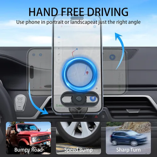 Miniatura 5 de Mag safe - Soporte de teléfono para tu coche, [imanes más fuertes] [ángulos ilimitados] Soporte magnético para teléfono de coche, accesorios