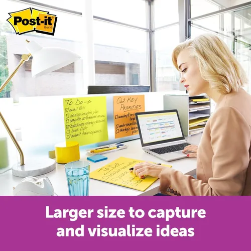 Miniatura 2 de Post-it Notas grandes súper adhesivas, 11 pulgadas x 11 pulgadas, notas adhesivas extra grandes verde neón, 1 bloc, 30 hojas, ideal para tableros