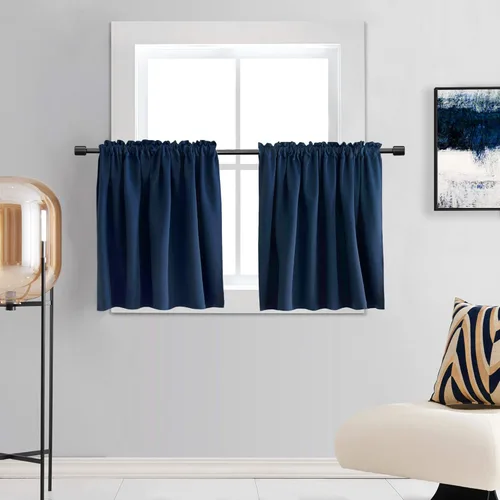 Miniatura 9 de DONREN - Cortinas blackout de 2 paneles con bolsillo para cortinero Negro