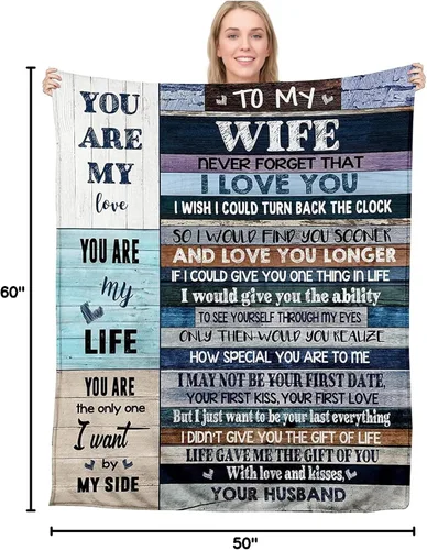 Miniatura 8 de Regalo romántico de aniversario para mujeres, manta de parte de mi esposo, ideas de regalo de cumpleaños para esposa, regalo de aniversario de boda