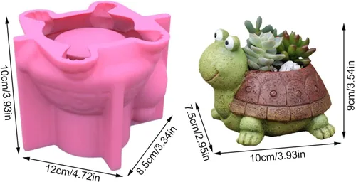 Miniatura 2 de awcnilacav Molde de silicona para maceta de tortuga para suculentas, de resina, para plantas, animales, maceta, figuritas de jardín, decoración al