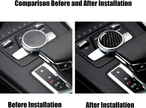 Miniatura 4 de Blazeray Accesorios interiores de fibra de carbono, cubierta decorativa, ajuste adhesivo para Audi A4 B9 2017-2019 (cubierta de perilla central)
