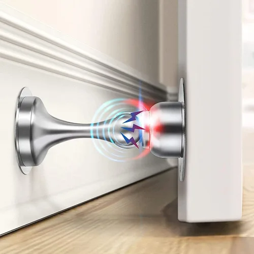 Tope magnético para puerta, de acero inoxidable, con bloqueo magnético, cinta adhesiva de doble cara 3M, sin perforaciones, tornillos para un