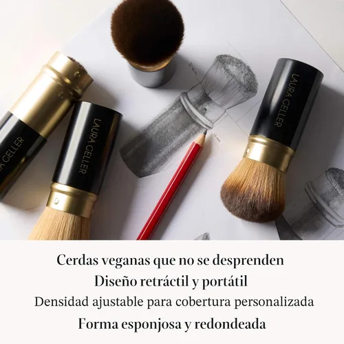 Miniatura 7 de LAURA GELLER NEW YORK - Brocha retráctil con mango de aluminio Kabuki, para todo el maquillaje facial y base para maquillaje facial líquido, crema
