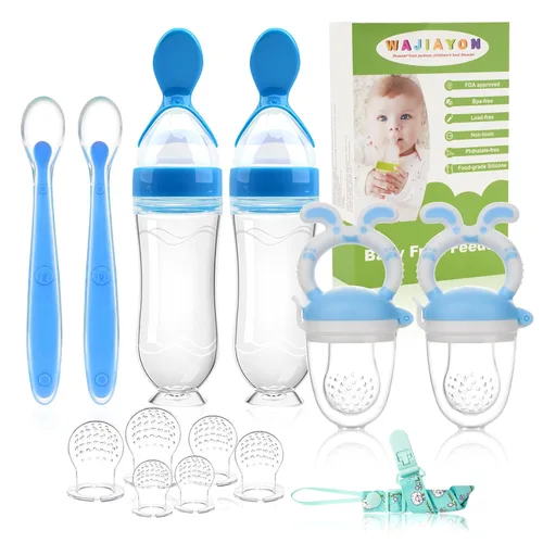 Miniatura 8 de Chupete Alimentador de Frutas para Bebé - Paquete de 6 2 Chupetes Alimentadores de Comida para Bebés y 2 Cucharas Dispensadoras de Comida
