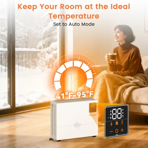 Miniatura 5 de Encyclpo Calentador de pared inteligente con control inalámbrico y remoto, calentadores de espacio de 1500 W para uso en interiores, calentador