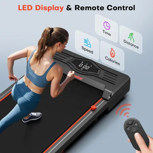 Miniatura 3 de WENOKER Caminadora portátil para oficina en casa, máquina de correr compacta y silenciosa, con control remoto y pantalla LED, sin instalación Azul