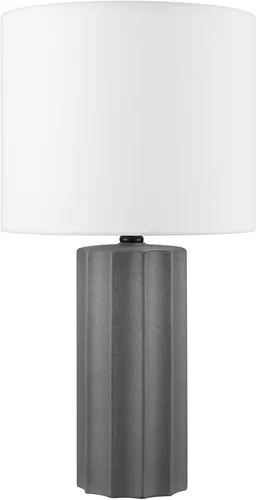 Miniatura 9 de GLOBE Electric 65922 - Lámpara de mesa de 20 pulgadas, acabado de hormigón acanalado, pantalla de lino blanco