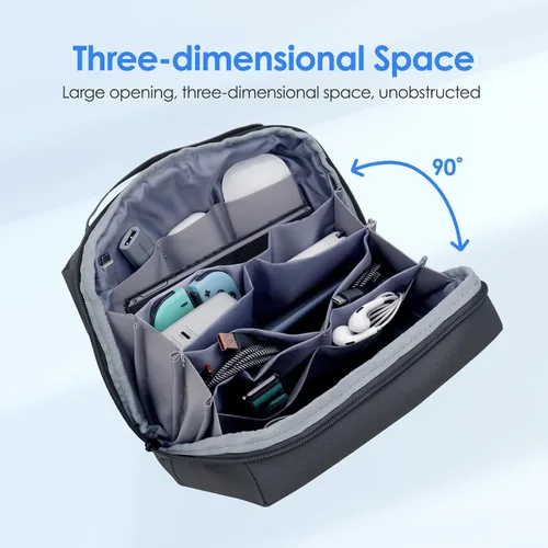 Miniatura 3 de LENTION Estuche organizador de electrónica premium con asa, bolsa grande de viaje con múltiples compartimentos para tableta, cargadores de MacBook