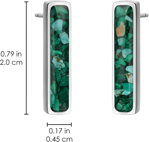 Miniatura 5 de Aretes de barra de piedras preciosas para mujer, delicados aretes de sodalita de malaquita turquesa y cristal curativo natural, aretes de barra
