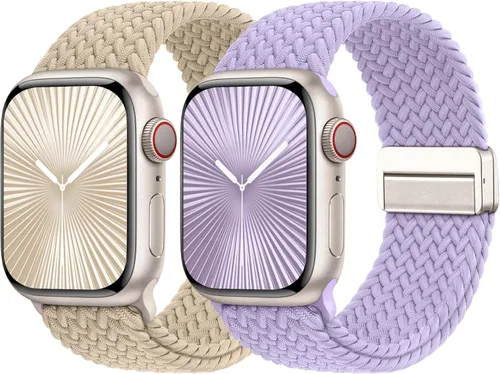 Miniatura 15 de Bandas elásticas trenzadas con cierre magnético compatibles con Apple Watch de 1.496 pulgadas, 1.575 pulgadas, 1.614 pulgadas, 1.654 pulgadas, 1.732
