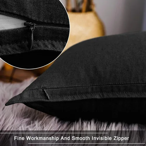 Miniatura 3 de Jeanerlor - Funda de cojín sólida de lino y algodón para decoración, de 18x18 pulgadas, funda de almohada especial para sofá, cama, silla