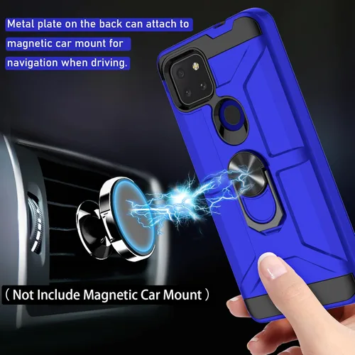 Miniatura 4 de Jeylly Funda para T-Mobile Revvl 5G con 2 protectores de pantalla de vidrio templado, cuerpo completo híbrido de policarbonato duro suave TPU anillo