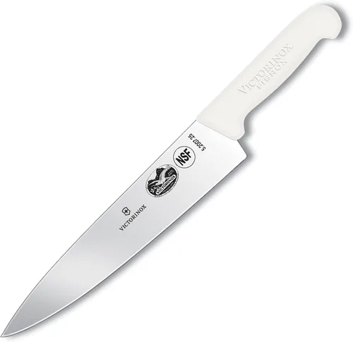 Victorinox Cuchillo de chef Fibrox de 10 pulgadas con borde recto y mango blanco