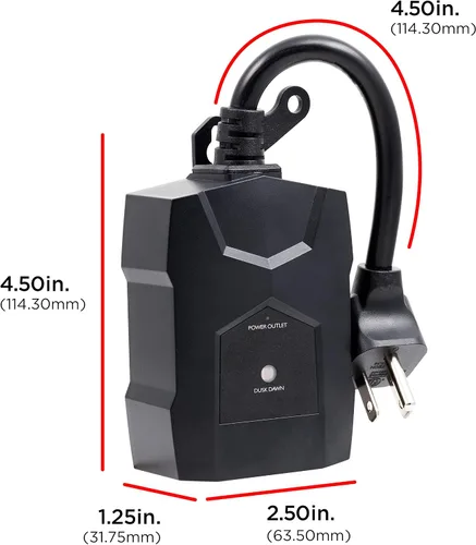 Miniatura 2 de UltraPro Temporizador de Enchufe para Exteriores - Sensor de Anochecer a Amanecer, Temporizador de Luz de Doble Enchufe, Resistente a la Intemperie