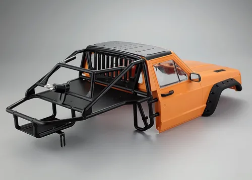 Miniatura 3 de Cabina de cuerpo de orugas RC y carcasa trasera de media jaula para 1/10 RC Crawler TRX4 SCX10 90046 AT4 GEN 8 Scout II (naranja)