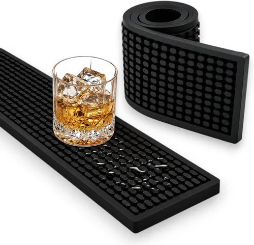 Miniatura 13 de Paquete de 2 tapetes de goma para barra, antideslizantes, para barman, barra de café y encimera de cocina, protector grueso y duradero para Gris
