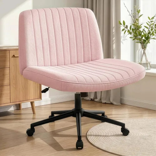 NEO Chair Silla Criss Cross con Ruedas Sin Brazos Silla de Oficina de Escritorio con Patas Cruzadas Ancha Cómoda Silla de Tocador de Maquillaje Base