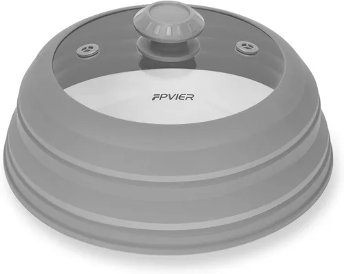 Miniatura 17 de FPVIER Cubierta plegable para salpicaduras de microondas - Tapa ventilada de silicona y vidrio con mango de fácil agarre, se ajusta a platos