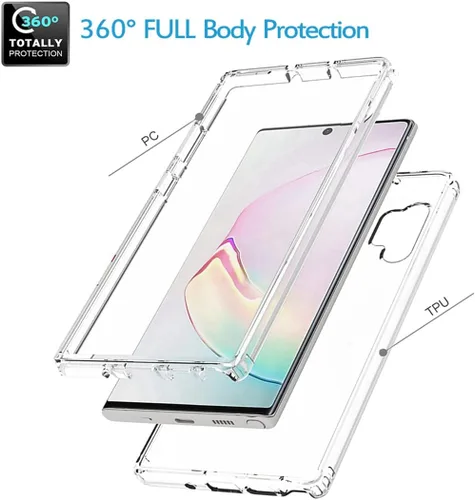 Miniatura 3 de Funda para teléfono Galaxy Note 10 Plus SM-N975U con protector de pantalla de vidrio templado, carcasa protectora de cuerpo completo transparente