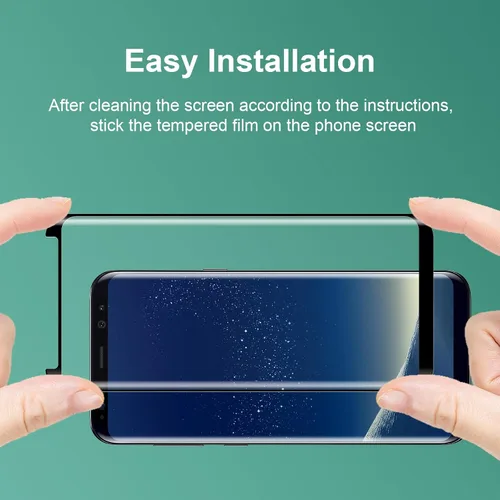 Miniatura 5 de Paquete de 2 protectores de pantalla para Samsung Galaxy S8, compatible con huellas dactilares, película de vidrio templado 9H, fácil instalación