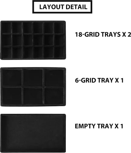 Miniatura 3 de Frebeauty Caja organizadora de aretes caja de joyería acrílica con 4 cajones organizador de joyas transparente con bandejas de terciopelo anillos