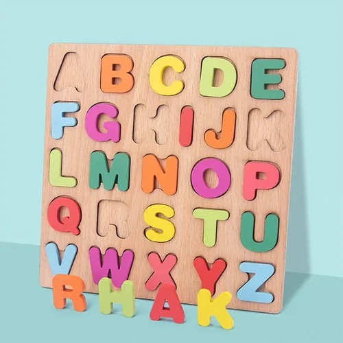 Miniatura 8 de Rompecabezas de madera para niños pequeños, paquete de 2 rompecabezas con forma del alfabeto para niños de madera Montessori con forma de número
