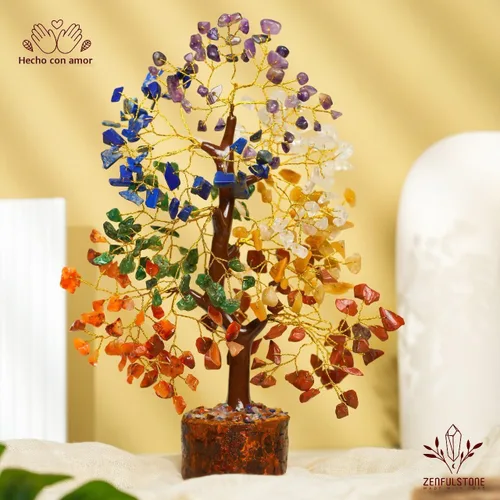 Miniatura 9 de Árbol de cristal de 7 chakras, árbol curativo de piedras preciosas para energía positiva, decoración de árbol de cristal para oficina en casa, árbol