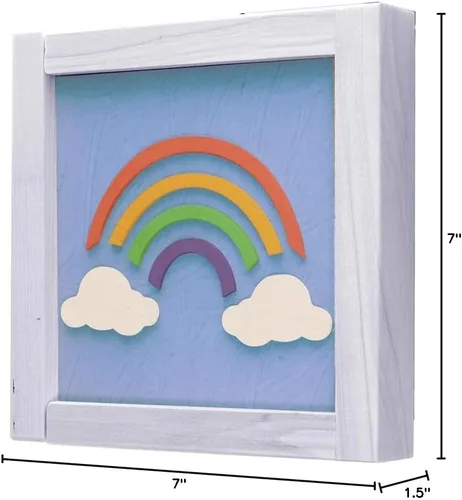 Miniatura 8 de Leisure Arts Caja de sombra de arco iris de 5.5 x 6 pulgadas, kit de 7 piezas, cajas de sombra, caja 3D para principiantes, proyectos de madera