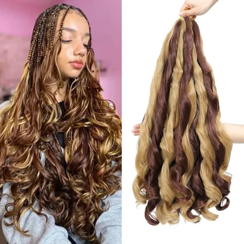 Miniatura 40 de WIPPORYA Cabello Rizado Francés para Trenzar de 24 Pulgadas, 6 Paquetes de Cabello Ondulado Suelto Elástico para Crochet Pre-Estirado 3.53